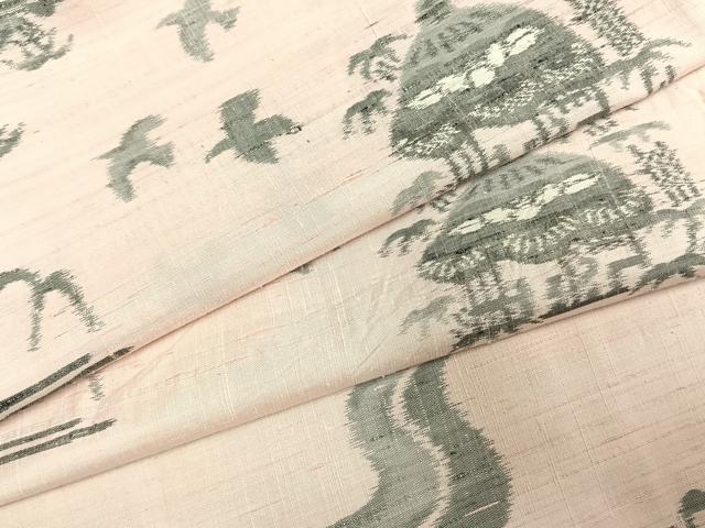 平和屋着物▽上質な紬 単衣 風景文 正絹 逸品 AABE5776fy