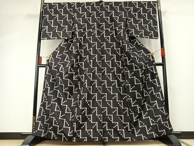 平和屋着物▽本場琉球絣　紬　単衣　バンジョウ　正絹　逸品　AABE5777fy