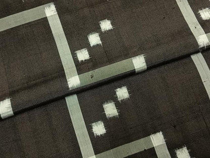 平和屋着物▽本場琉球絣　紬　単衣　バンジョウ　正絹　逸品　AABE5777fy