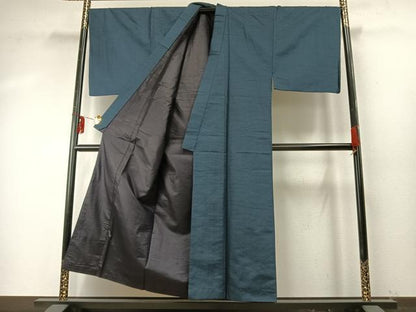 平和屋着物●男性 お召 アンサンブル 亀甲文様 正絹 逸品 AABE5779fy