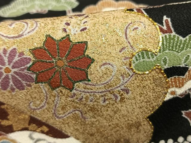 平和屋着物●豪華黒留袖　友禅　作家物　政治郎　駒刺繍　雪輪花鳥文　金彩　高島屋扱い　正絹　逸品　AABE5781fy