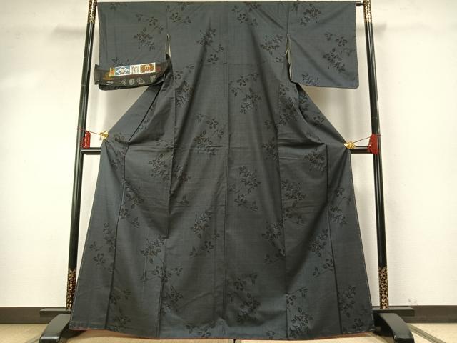 平和屋着物●本場大島紬　一元7マルキ　泥染め　菅野信一　手織り　草花文　証紙付き　正絹　逸品　未使用　AABE5782fy 平和屋着物○本場大島紬 一元7マルキ 泥染め 菅野信一 手織り 草花