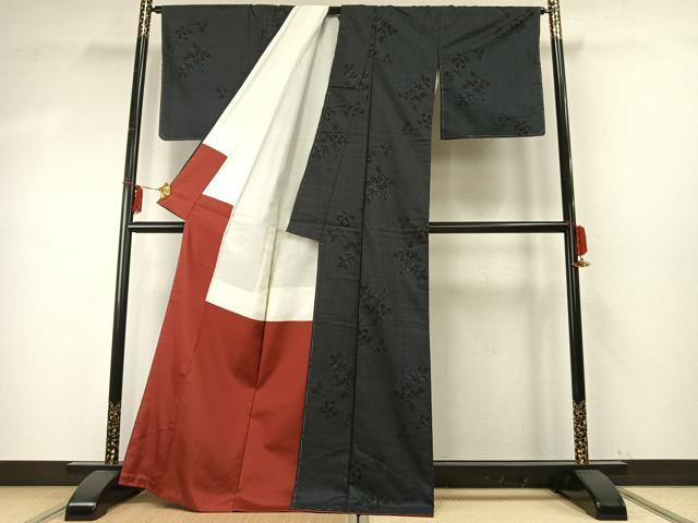平和屋着物○本場大島紬 一元7マルキ 泥染め 菅野信一 手織り 草花