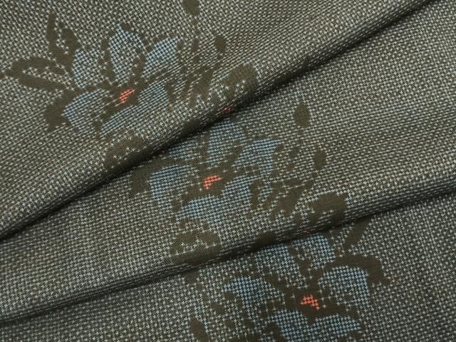 平和屋着物●本場大島紬　一元7マルキ　泥染め　菅野信一　手織り　草花文　証紙付き　正絹　逸品　未使用　AABE5782fy 平和屋着物○本場大島紬 一元7マルキ 泥染め 菅野信一 手織り 草花