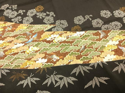 平和屋着物●創業460年・千總　黒留袖　駒刺繍　松竹梅　飛鶴文　金糸　金彩　正絹　逸品　AABE5785fy
