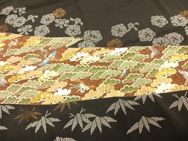 平和屋着物●創業460年・千總　黒留袖　駒刺繍　松竹梅　飛鶴文　金糸　金彩　正絹　逸品　AABE5785fy