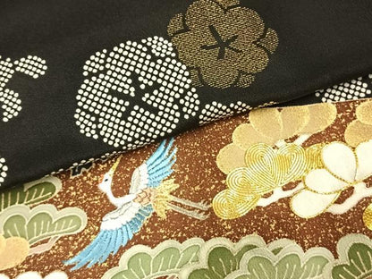平和屋着物●創業460年・千總　黒留袖　駒刺繍　松竹梅　飛鶴文　金糸　金彩　正絹　逸品　AABE5785fy