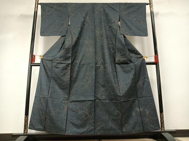 平和屋着物●本場大島紬　一元7マルキ　舞花文　正絹　逸品　AABE5786fy