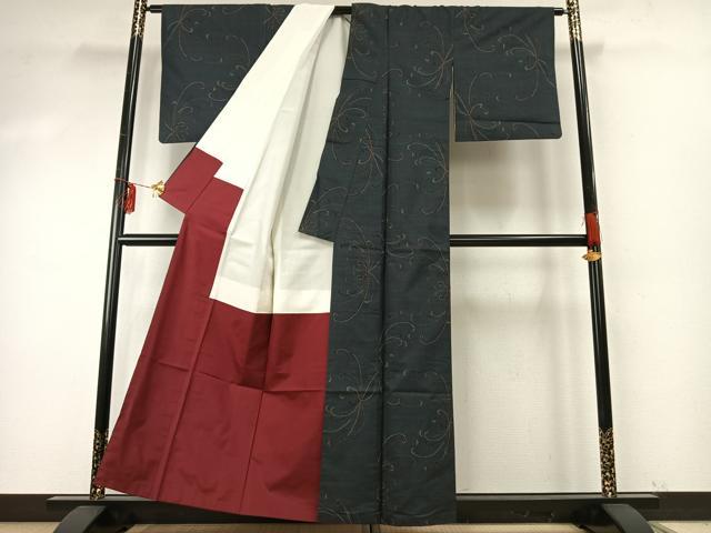 平和屋着物●本場大島紬　一元7マルキ　舞花文　正絹　逸品　AABE5786fy 平和屋着物○本場大島紬 一元7マルキ 舞花文 正絹 逸品 AABE5786fy
