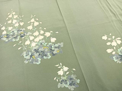 平和屋着物●本加賀友禅作家　寺西英樹　訪問着　草花文　正絹　逸品　AABE5787fy