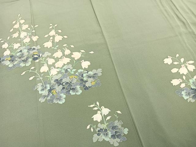 平和屋着物●本加賀友禅作家　寺西英樹　訪問着　草花文　正絹　逸品　AABE5787fy