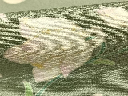 平和屋着物●本加賀友禅作家　寺西英樹　訪問着　草花文　正絹　逸品　AABE5787fy