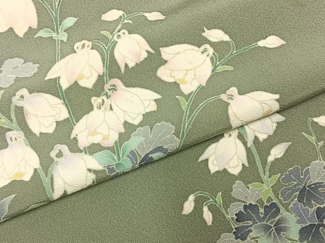 平和屋着物●本加賀友禅作家　寺西英樹　訪問着　草花文　正絹　逸品　AABE5787fy