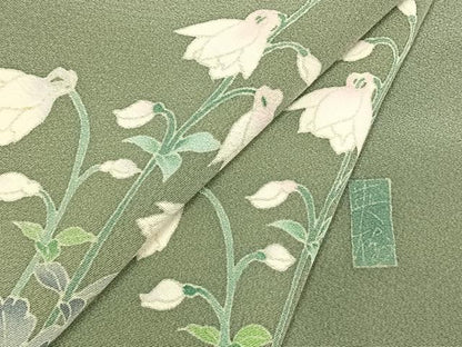 平和屋着物●本加賀友禅作家　寺西英樹　訪問着　草花文　正絹　逸品　AABE5787fy
