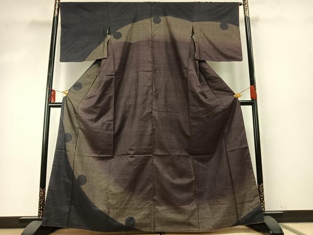 平和屋着物●本場大島紬　訪問着　カタス7マルキ　雪輪文　正絹　逸品　AABE5791fy