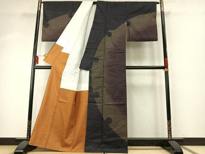 平和屋着物●本場大島紬　訪問着　カタス7マルキ　雪輪文　正絹　逸品　AABE5791fy
