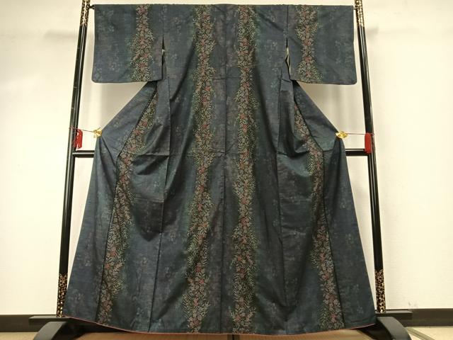 平和屋着物●本場大島紬　カタス7マルキ　草花間道　正絹　逸品　AABE5792fy 平和屋着物○本場大島紬 カタス7マルキ 草花間道 正絹 逸品 AABE5792fy