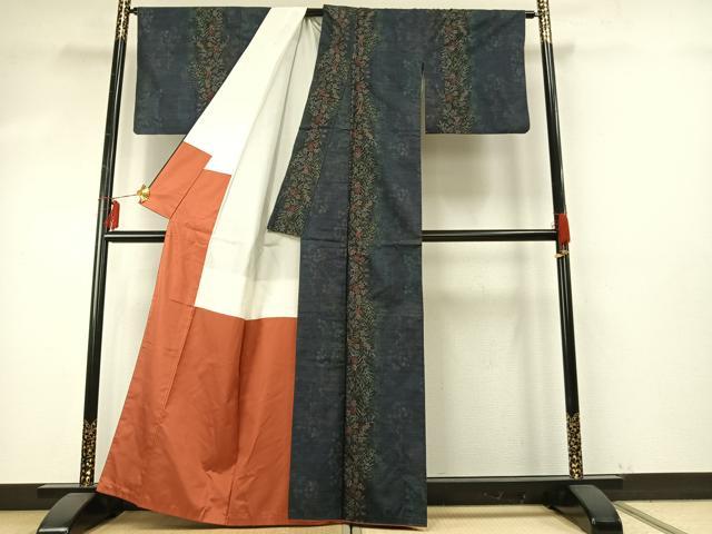 平和屋着物●本場大島紬　カタス7マルキ　草花間道　正絹　逸品　AABE5792fy 平和屋着物○本場大島紬 カタス7マルキ 草花間道 正絹 逸品 AABE5792fy
