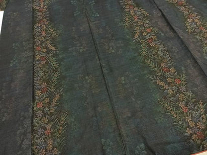 平和屋着物●本場大島紬　カタス7マルキ　草花間道　正絹　逸品　AABE5792fy