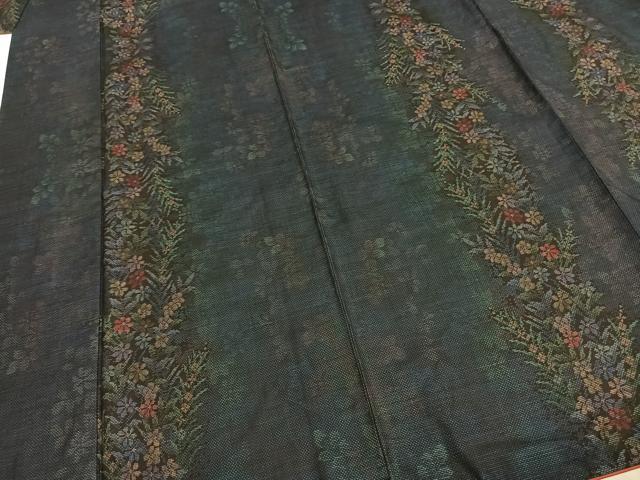 平和屋着物●本場大島紬　カタス7マルキ　草花間道　正絹　逸品　AABE5792fy