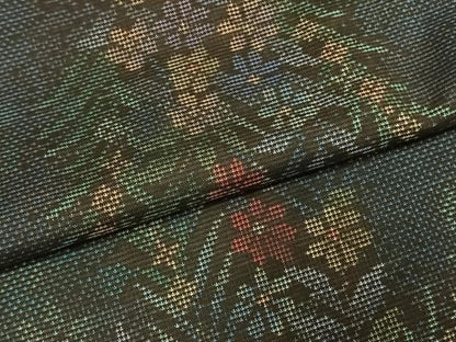平和屋着物●本場大島紬　カタス7マルキ　草花間道　正絹　逸品　AABE5792fy