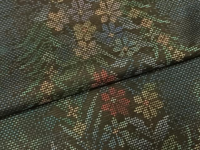 平和屋着物●本場大島紬　カタス7マルキ　草花間道　正絹　逸品　AABE5792fy