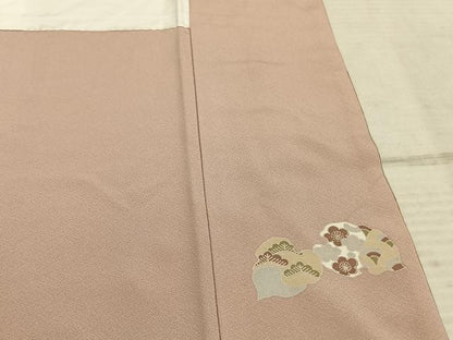 平和屋着物●訪問着　友禅　駒刺繍　枝葉文　金彩　正絹　逸品　AABE5794fy