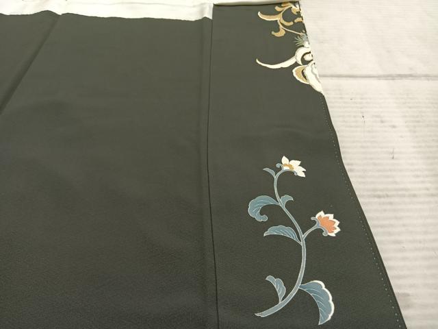 平和屋着物●豪華黒留袖　友禅　駒刺繍　花鳥文　金彩　正絹　逸品　AABE5796fy