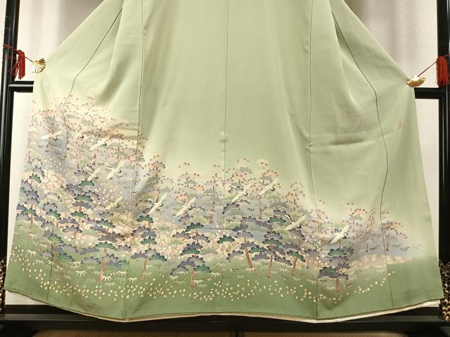 平和屋着物●本加賀友禅作家　百貫廣樹　色留袖　飛鶴枝花文　暈し染め　正絹　逸品　AABE5799fy