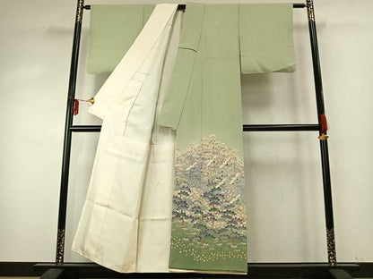 平和屋着物●本加賀友禅作家　百貫廣樹　色留袖　飛鶴枝花文　暈し染め　正絹　逸品　AABE5799fy
