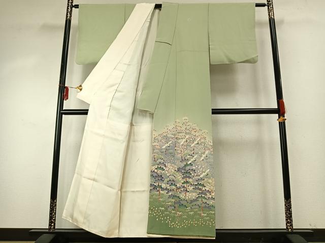 平和屋着物●本加賀友禅作家　百貫廣樹　色留袖　飛鶴枝花文　暈し染め　正絹　逸品　AABE5799fy
