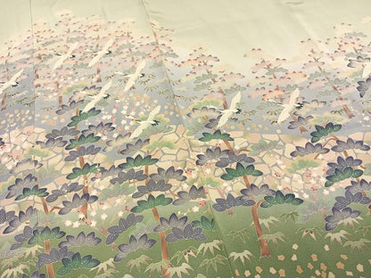 平和屋着物●本加賀友禅作家　百貫廣樹　色留袖　飛鶴枝花文　暈し染め　正絹　逸品　AABE5799fy