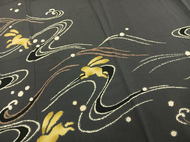 平和屋着物●ファッションデザイナー 花井幸子　訪問着　駒刺繍　兎　うさぎ　正絹　逸品　AABE5801fy 平和屋着物○ファッションデザイナー 花井幸子 訪問着 駒刺繍 兎