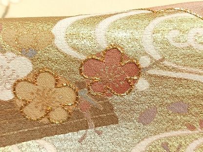 平和屋着物●訪問着　駒刺繍　雲取り花文　暈し染め　金彩　正絹　逸品　AABE5803fy