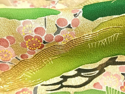 平和屋着物●京友禅の第一人者　松井青々　黒留袖　駒刺繍　梅松文　暈し染め　金彩　正絹　逸品　AABE5805fy