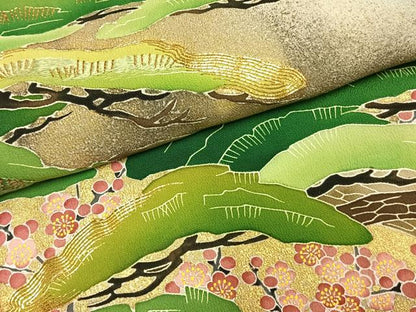 平和屋着物●京友禅の第一人者　松井青々　黒留袖　駒刺繍　梅松文　暈し染め　金彩　正絹　逸品　AABE5805fy