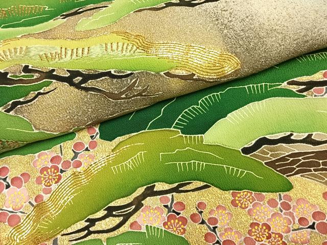 平和屋着物●京友禅の第一人者　松井青々　黒留袖　駒刺繍　梅松文　暈し染め　金彩　正絹　逸品　AABE5805fy