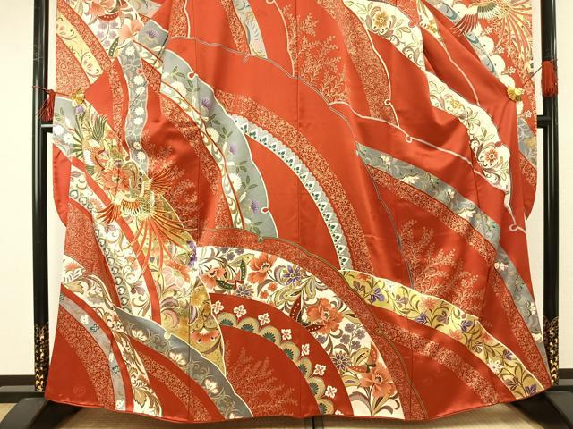 平和屋着物●豪華振袖　駒刺繍　熨斗花鳥文　金彩　正絹　逸品　AABE5807fy