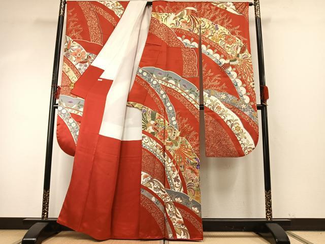 平和屋着物●豪華振袖　駒刺繍　熨斗花鳥文　金彩　正絹　逸品　AABE5807fy