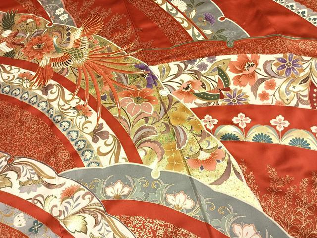 平和屋着物●豪華振袖　駒刺繍　熨斗花鳥文　金彩　正絹　逸品　AABE5807fy