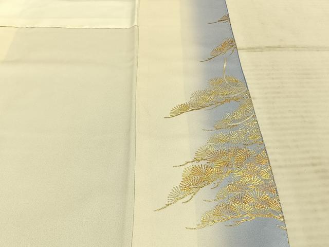 平和屋着物●金彩友禅　卓越技能者・名工・和田光正　黒留袖　片輪車花文　金銀彩　正絹　逸品　AABH0693fy 平和屋着物○ 金彩友禅 卓越技能者・名工・和田光正 黒留袖 束ね熨斗