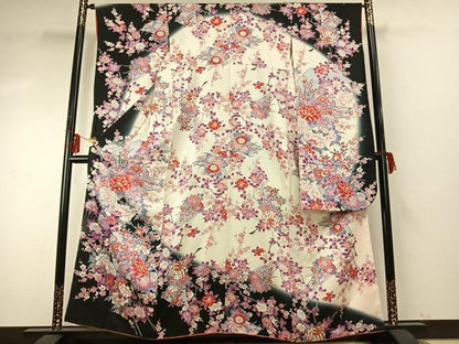 平和屋着物●豪華振袖　草花文　正絹　逸品　AABE5811fy