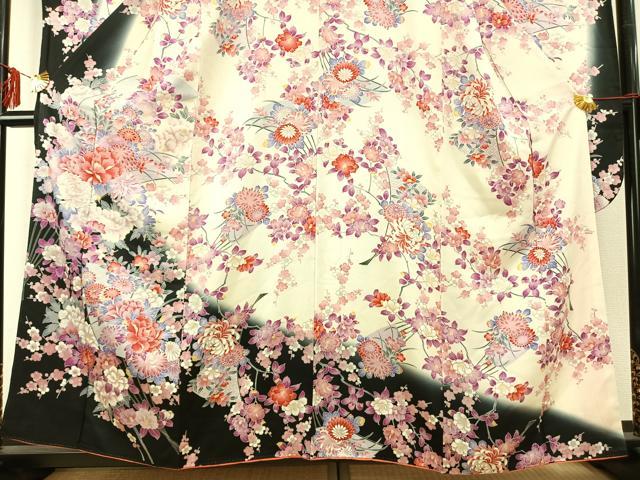 平和屋着物●豪華振袖　草花文　正絹　逸品　AABE5811fy
