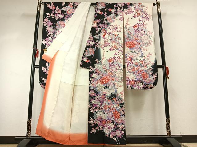 平和屋着物●豪華振袖　草花文　正絹　逸品　AABE5811fy