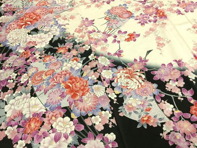 平和屋着物●豪華振袖　草花文　正絹　逸品　AABE5811fy