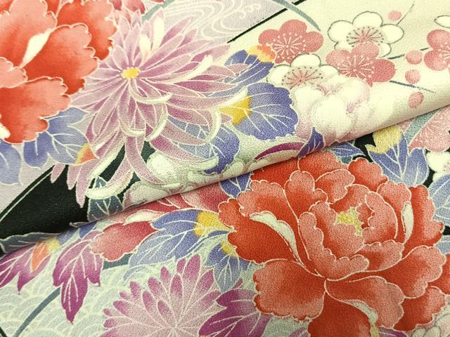 平和屋着物●豪華振袖　草花文　正絹　逸品　AABE5811fy