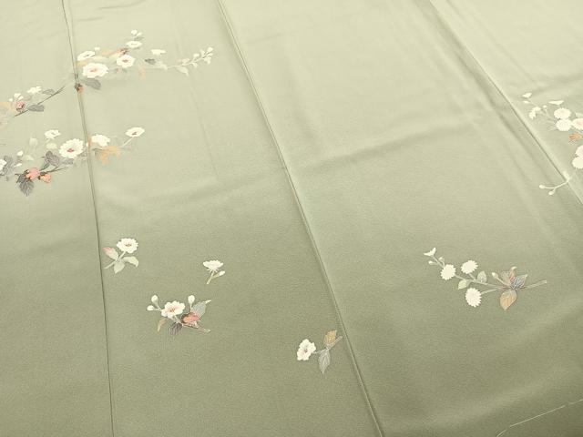 平和屋着物●京加賀友禅　百貫達雄　訪問着　枝花文　銀座おゝぎ屋扱い　正絹　逸品　未使用　AABE5816fy
