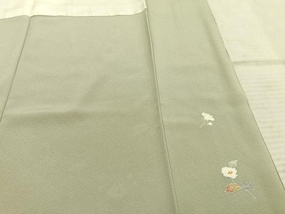 平和屋着物●京加賀友禅　百貫達雄　訪問着　枝花文　銀座おゝぎ屋扱い　正絹　逸品　未使用　AABE5816fy