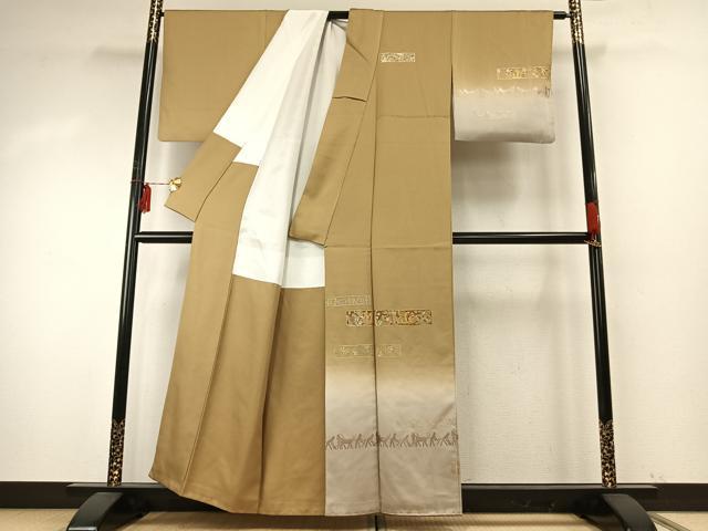 平和屋着物●金彩友禅　卓越技能者・名工・和田光正　訪問着　エジプト壁画文様　暈し染め　金銀彩　正絹　逸品　AABE5817fy