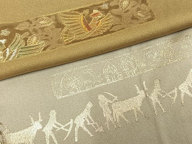 平和屋着物●金彩友禅　卓越技能者・名工・和田光正　訪問着　エジプト壁画文様　暈し染め　金銀彩　正絹　逸品　AABE5817fy